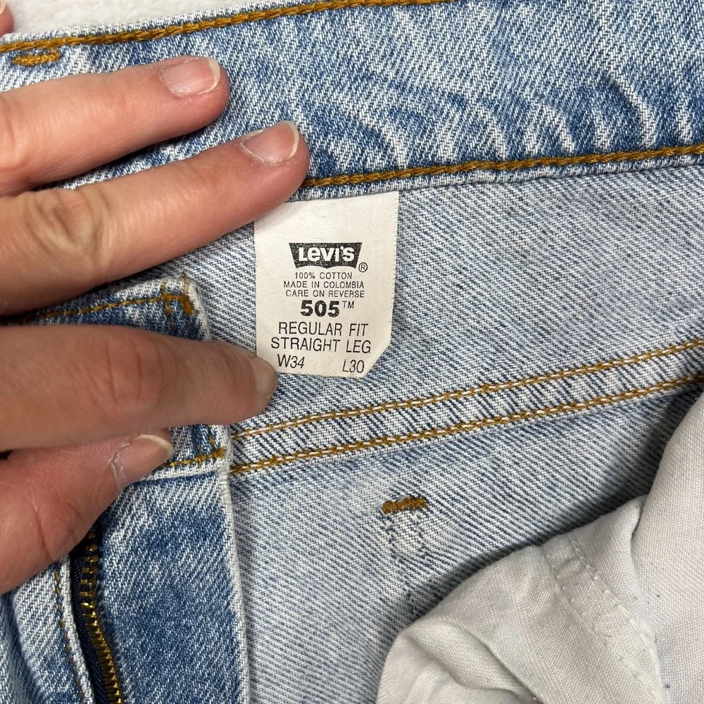 Levi's 505 Straight Leg Jeans Men's Blue Denim Cotton Pockets Zip‎ Fly - 32X29.5